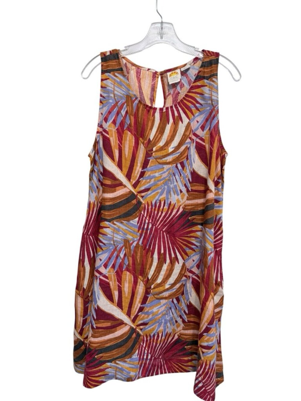 CC California Linen Size Large Multicolor Palm Frond Leaf Print  POCKETS